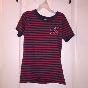 Navy blue and red striped shirt from Hollister
